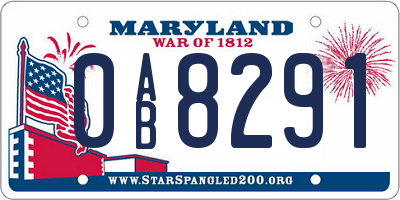 MD license plate 0AB8291