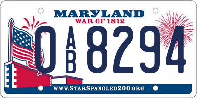 MD license plate 0AB8294