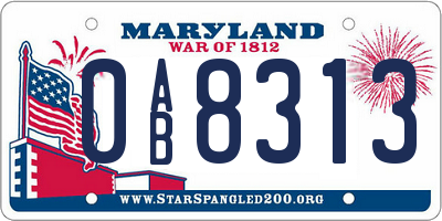 MD license plate 0AB8313