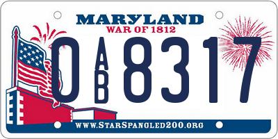 MD license plate 0AB8317