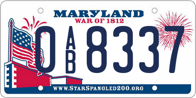 MD license plate 0AB8337