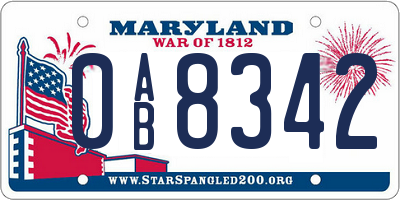 MD license plate 0AB8342