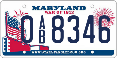 MD license plate 0AB8346