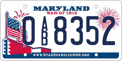 MD license plate 0AB8352