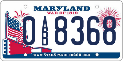 MD license plate 0AB8368