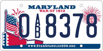 MD license plate 0AB8378