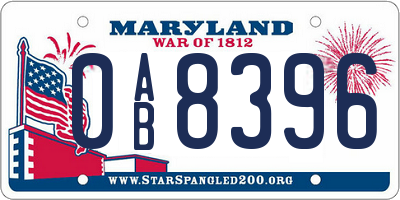 MD license plate 0AB8396