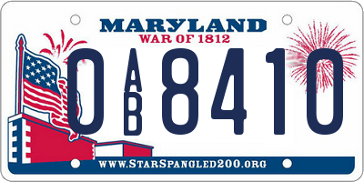 MD license plate 0AB8410