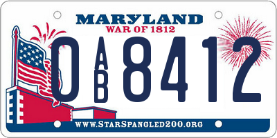 MD license plate 0AB8412