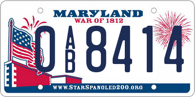 MD license plate 0AB8414
