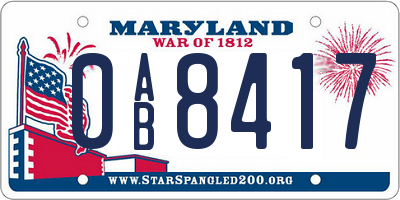 MD license plate 0AB8417