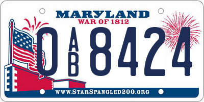 MD license plate 0AB8424