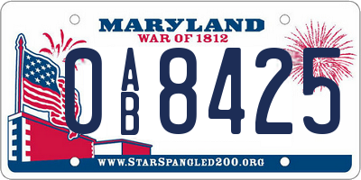 MD license plate 0AB8425