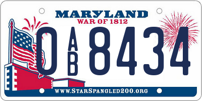 MD license plate 0AB8434
