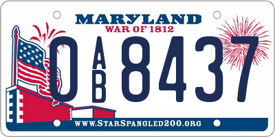 MD license plate 0AB8437