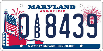 MD license plate 0AB8439