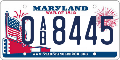 MD license plate 0AB8445