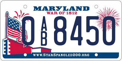 MD license plate 0AB8450