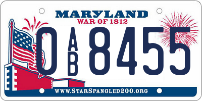 MD license plate 0AB8455