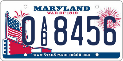 MD license plate 0AB8456
