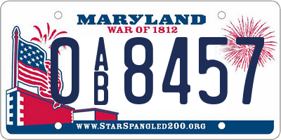MD license plate 0AB8457