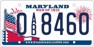 MD license plate 0AB8460