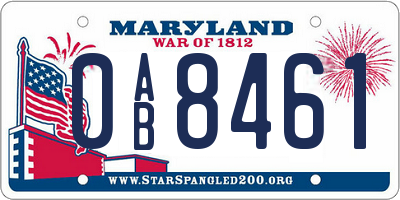 MD license plate 0AB8461