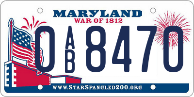 MD license plate 0AB8470