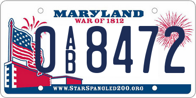 MD license plate 0AB8472