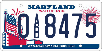 MD license plate 0AB8475