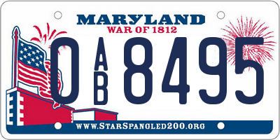 MD license plate 0AB8495