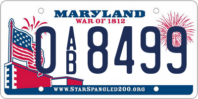 MD license plate 0AB8499