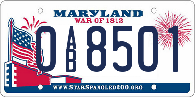 MD license plate 0AB8501