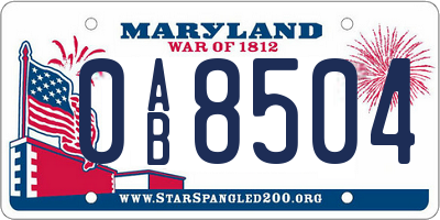 MD license plate 0AB8504