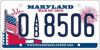 MD license plate 0AB8506