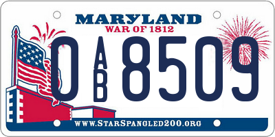 MD license plate 0AB8509