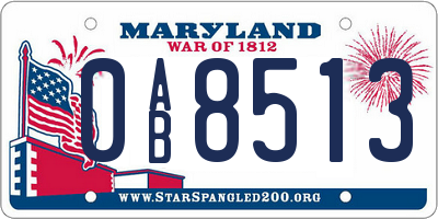 MD license plate 0AB8513