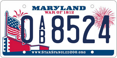 MD license plate 0AB8524