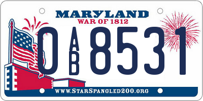 MD license plate 0AB8531