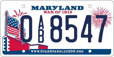 MD license plate 0AB8547