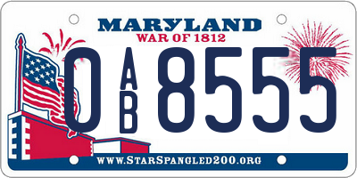 MD license plate 0AB8555