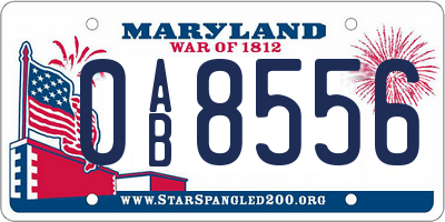 MD license plate 0AB8556