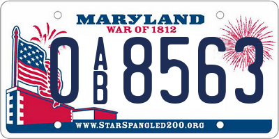 MD license plate 0AB8563