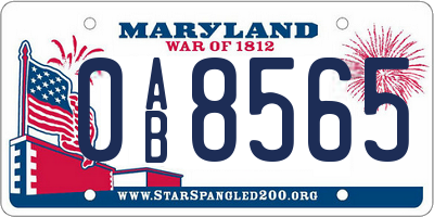 MD license plate 0AB8565