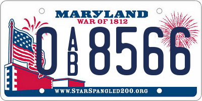 MD license plate 0AB8566