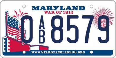 MD license plate 0AB8579