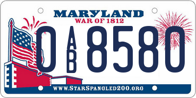 MD license plate 0AB8580