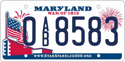 MD license plate 0AB8583