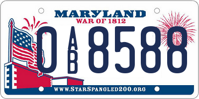 MD license plate 0AB8588