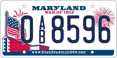 MD license plate 0AB8596